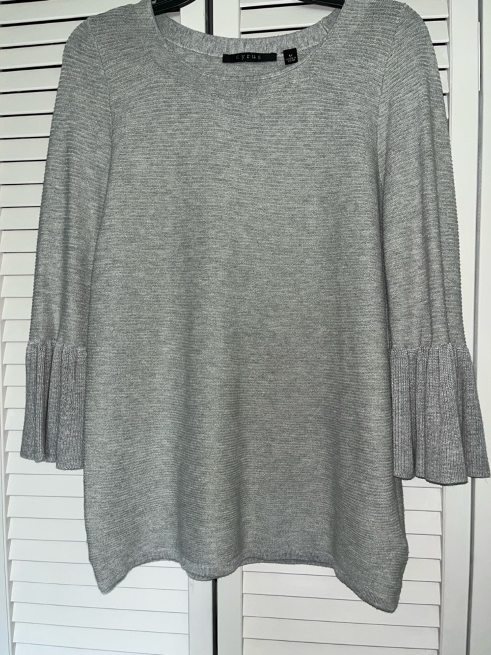 Cyrus Gray Ruffle Cuff Knit Top